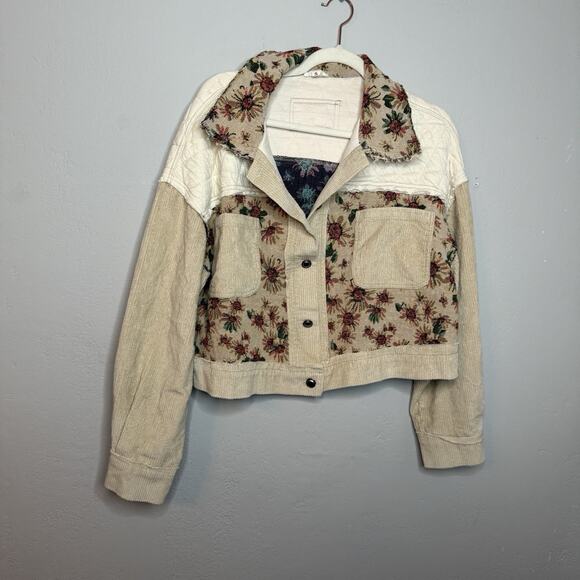 POL Quilted Corduroy Jacket Jacquard Sz S Tapestry Grandma Cottage - Picture 3 of 12